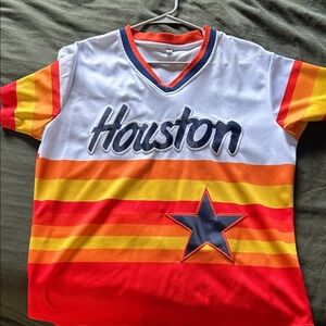 Houston Striped Star Jersey - White, Red & Yellow
